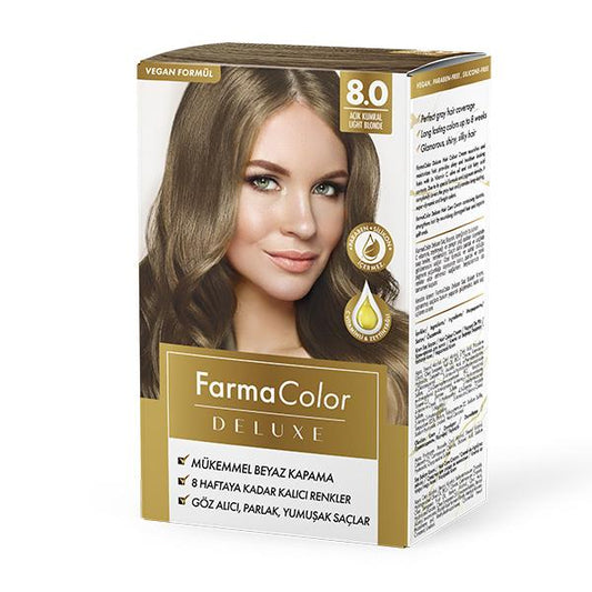 Vopsea de Par 8.0 Blond Deschis  Farmasi Beauty   